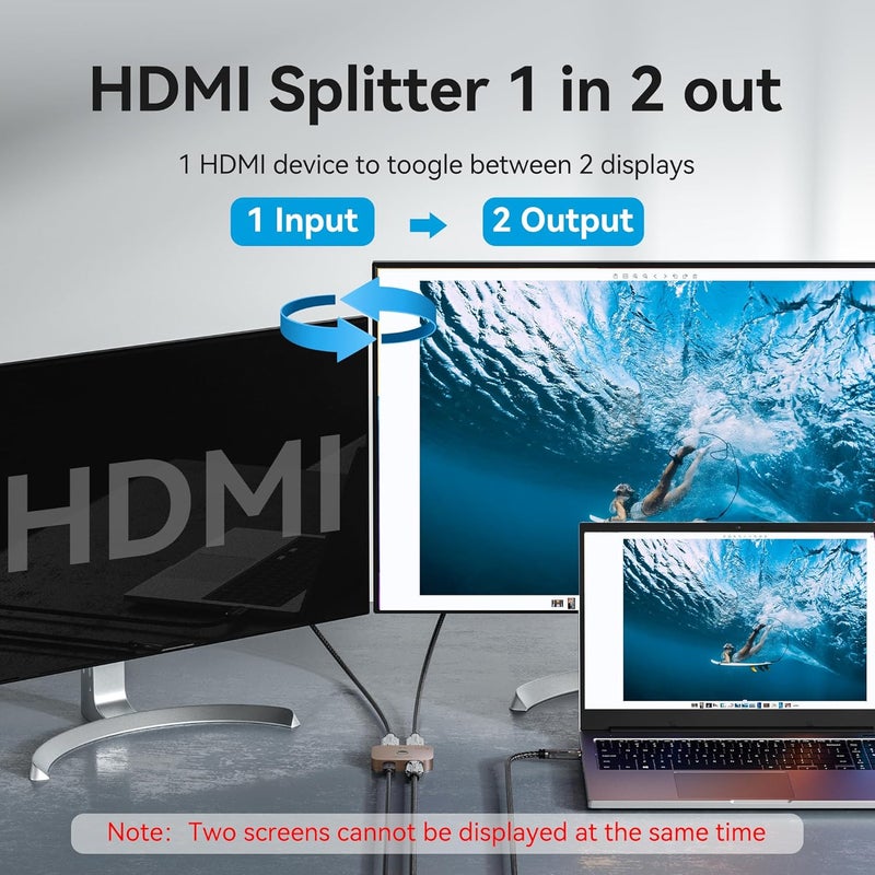 VENTION 8K 2x1 HDMI Switch, 4K@120Hz HDMI Splitter Switcher, 2 in 1 Out with LED Indicators, Supports HDR, 3D, Dolby, Compatible with Laptops, PC, Xbox Series, PS5/4/3, Blue Ray, Projector - Image 5